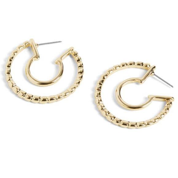 Gold Cool Hoop Earrings - Picture 1 of 3
